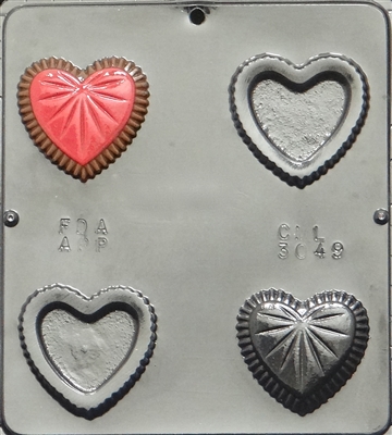 3050 Heart with Rose Piece Chocolate Candy Mold