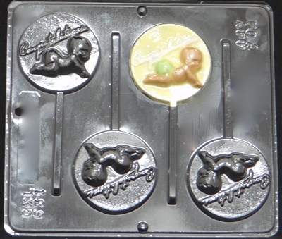 631 Congratulations Baby Lollipop Chocolate Candy Mold